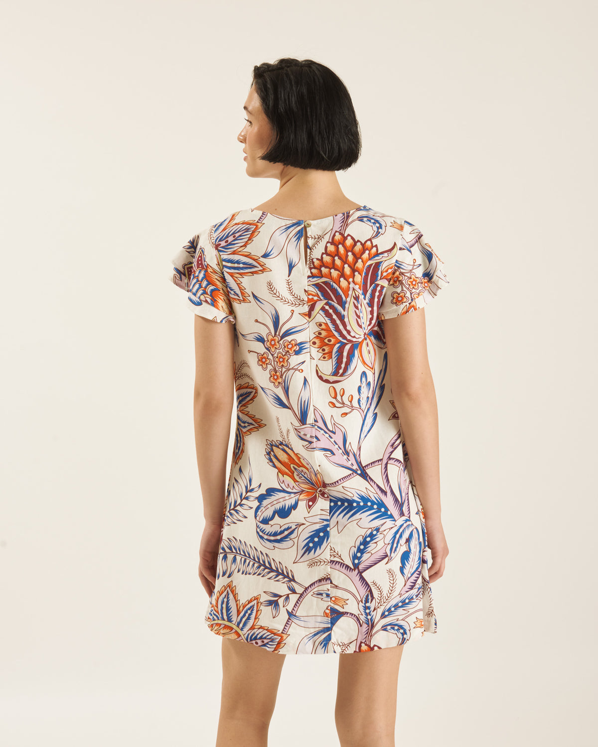Vestido con lino estampado Shelby