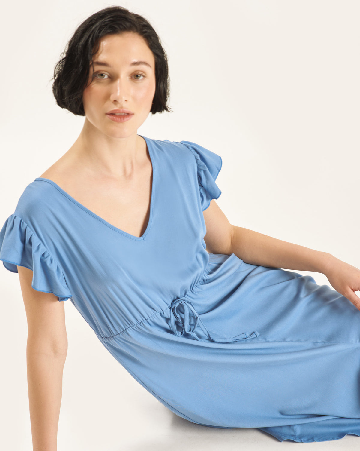 Maxi vestido manga volante Elizabeta