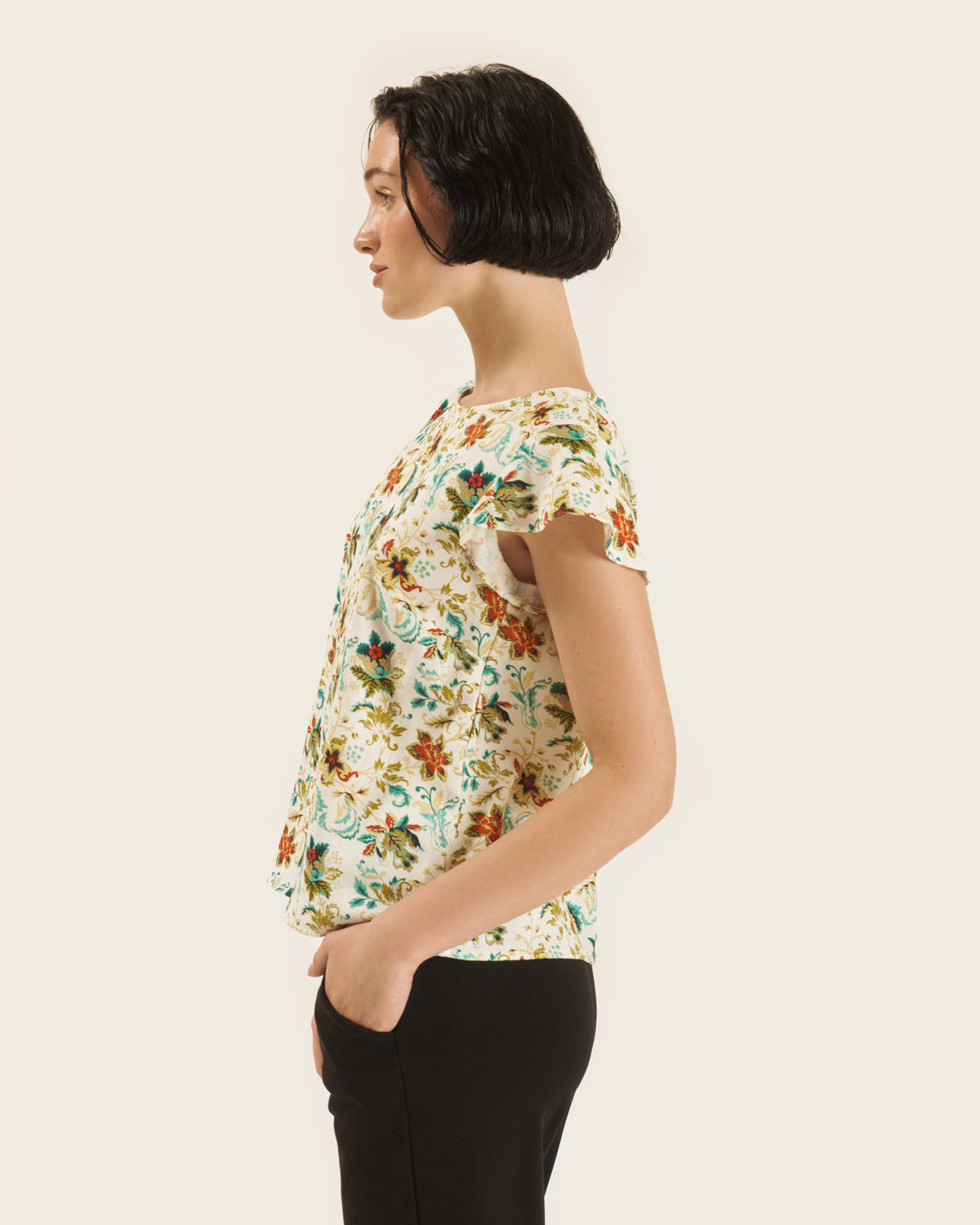 Blusa con lino estampado Constanza/L