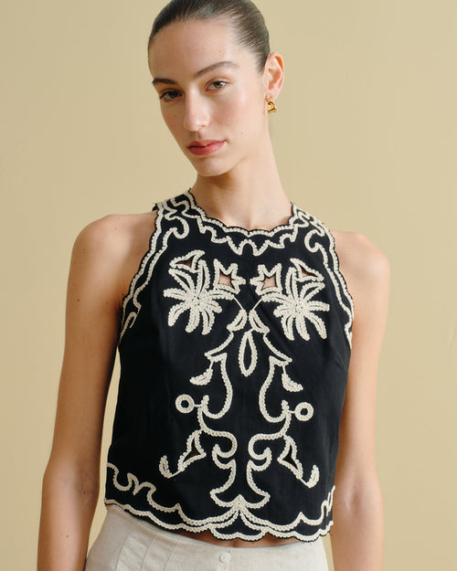 Blusa bordada en contraste Nidia