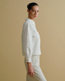 Blusa manga larga con bordado perforado Flora