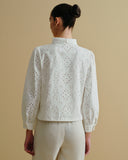 Blusa manga larga con bordado perforado Flora