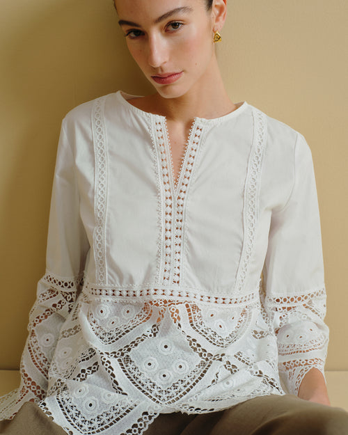 Blusa con tela bordada Anette Hover