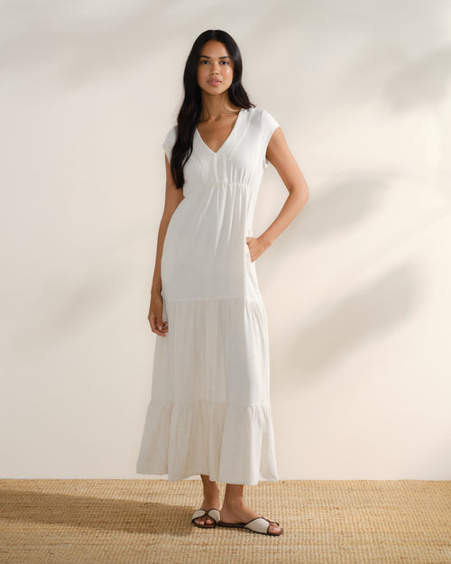 Maxi Vestido largo tela bordada Yamile