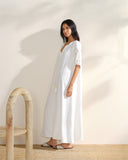 Vestido largo con mangas bordadas Yali