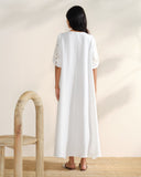 Vestido largo con mangas bordadas Yali