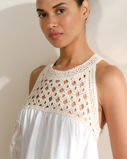 Vestido largo con crochete en peto Zaya Hover
