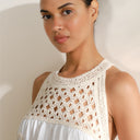 Vestido largo con crochete en peto Zaya