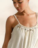 Vestido holgado de tirantes con lino Ailin