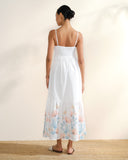 Vestido largo con tirantes de tela bordada Maritza