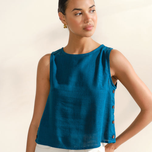 Blusa sin mangas con lino Lirio/2D