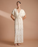 Vestido largo tela bordada Gardenia