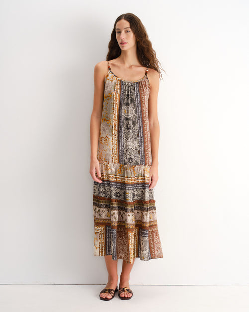 Vestido largo estampado de tirantes Moira