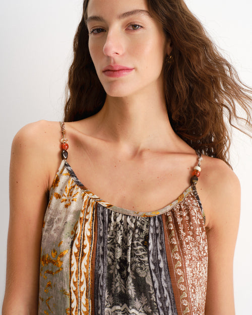 Vestido largo estampado de tirantes Moira Hover