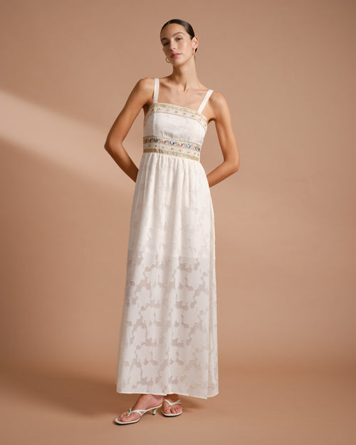 Vestido de tirantes con textura de flores Juliette