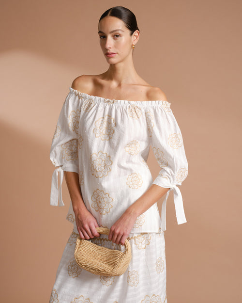 Set de falda en tela bordada Dhapne Hover