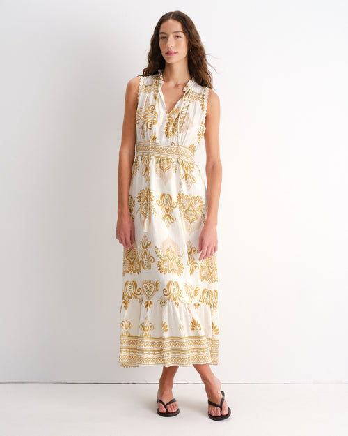 Vestido largo cuello risado Neroli