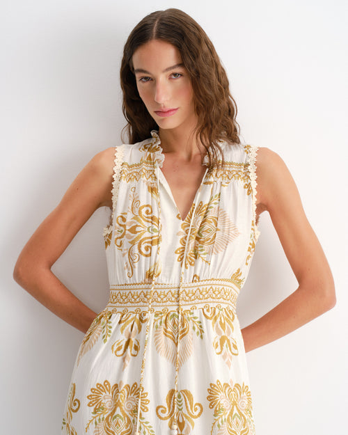 Vestido largo cuello risado Neroli Hover