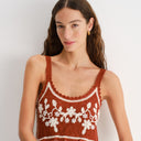 Vestido largo con peto de crochette Vittoria