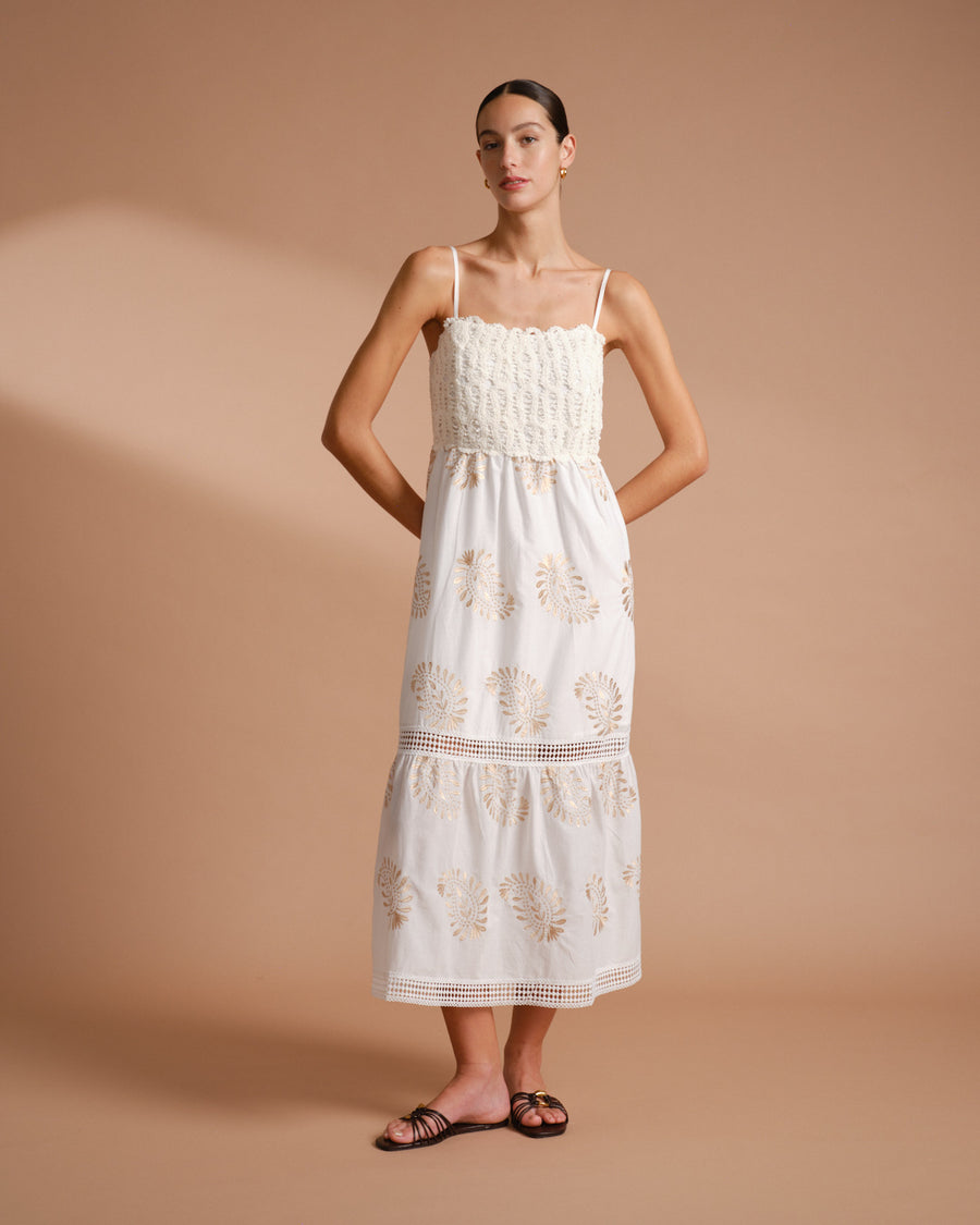 Vestido largo con crochete Ornella