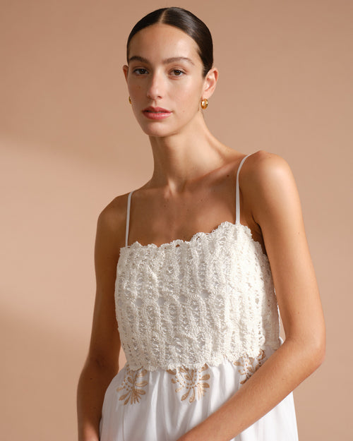 Vestido largo con crochete Ornella Hover