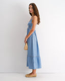 Vestido largo de tirantes azul Chiara