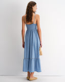 Vestido largo de tirantes azul Chiara