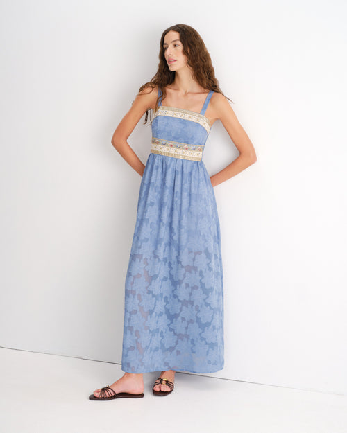 Vestido de tirantes con textura de flores Juliette