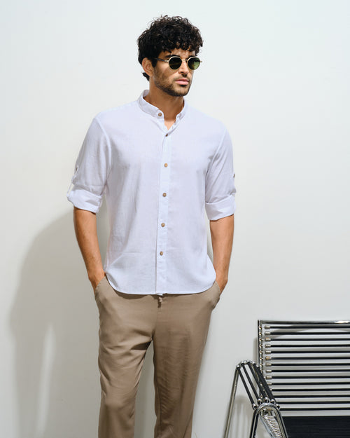 Camisa con lino cuello mao Sergio Hover