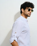 Camisa con lino cuello mao Sergio