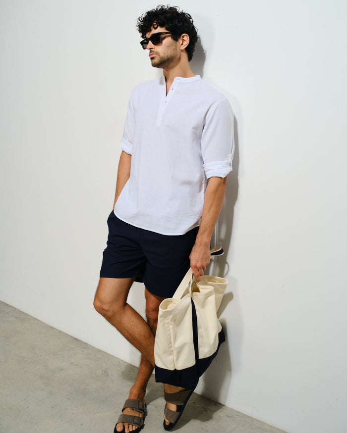 Camisa con lino manga corta Gio