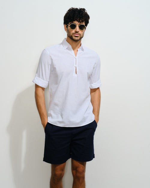 Camisa con lino manga corta Chelo