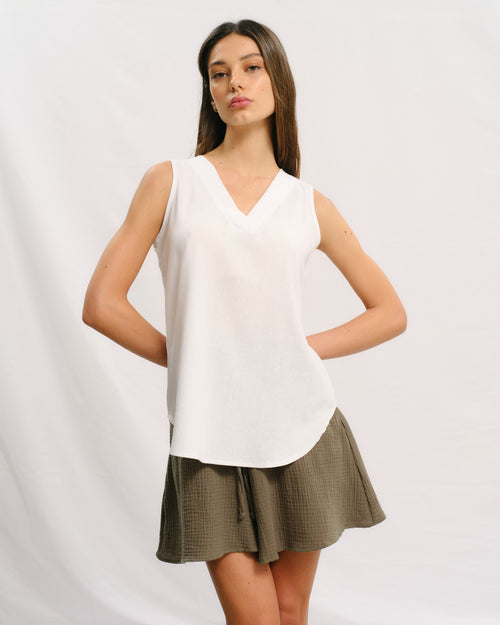 Blusa con lino escote en V Naty