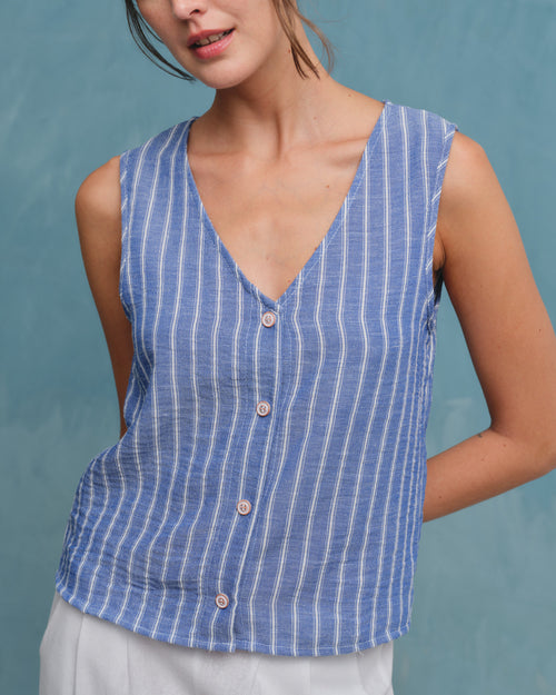 Blusa sin mangas con Botones Clara Hover