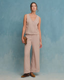 Pantalón con lino corte recto Sahara