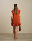 Vestido corto fluido con lino Alba