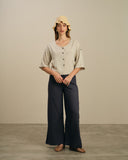 Pantalon con lino corte recto Sahara