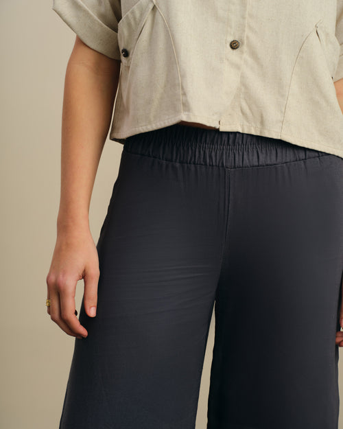 Pantalon con lino corte recto Sahara Hover