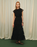 Maxi vestido largo con cinta bordada Petra