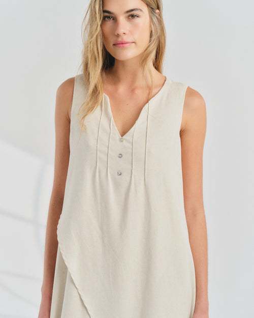 Vestido Largo con Lino Elvira Hover