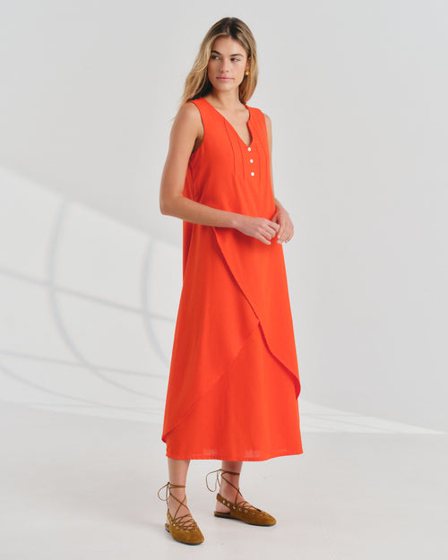 Vestido Largo con Lino Elvira Hover