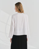 Blusa con lino manga larga cuello mao Silvana