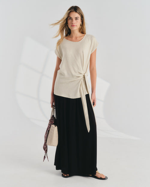 Blusa con lino con nudo Sheila