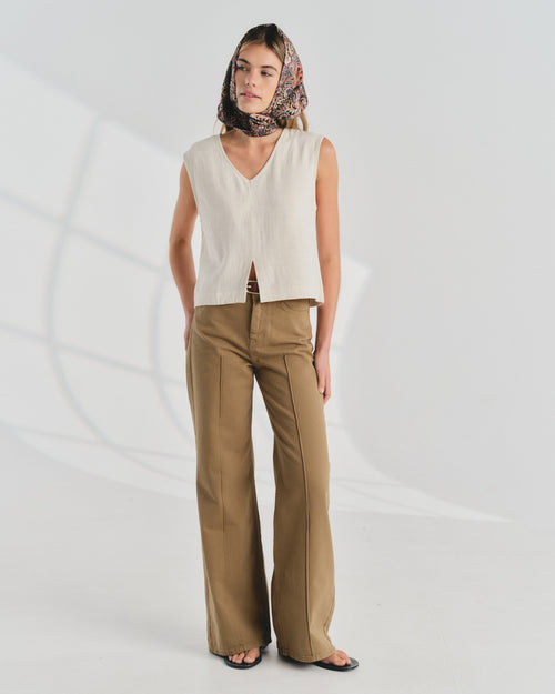 Crop Top sin mangas con lino Viva