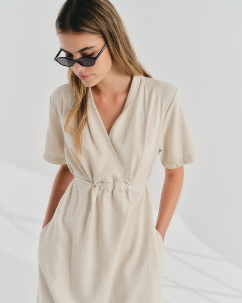 Vestido Largo con Lino Viena Hover