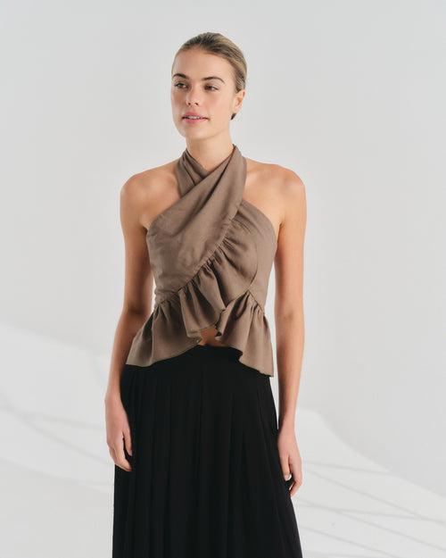 Blusa halter con olanes Cruz/L