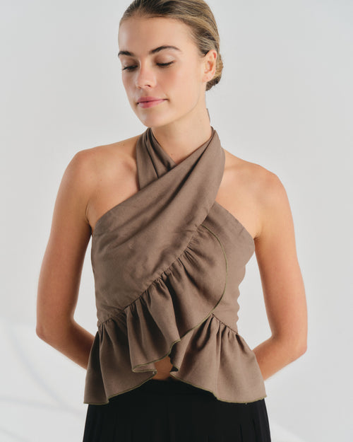 Blusa halter con olanes Cruz/L Hover