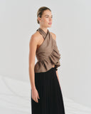 Blusa halter con olanes Alanis