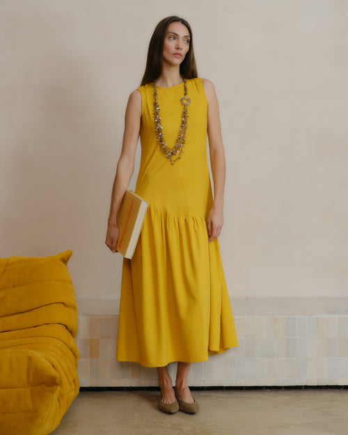 Vestido de lino corte asimetrico Alberta