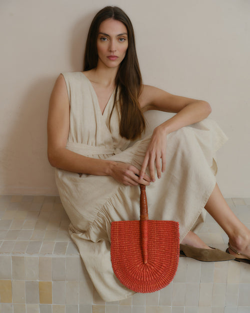 Vestido escote cruzado con lino Beatriz